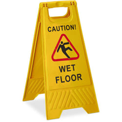 Relaxdays - Cartello Avvertimento Anti-Scivolo, in Inglese Segnale Pieghevole Caution Wet Floor, Scritta su 2 Lati, Giallo