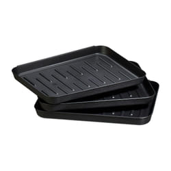 Gocciolatoi per Scarpe, Set 3 Vaschette in Plastica, per 3 Paia di Scarpe, Vassoio, HxLxP 3 x 35 x 27 cm, Nero - Relaxdays