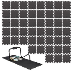 Relaxdays - 48x Puzzle Tappeto Ammortizzante Attrezzi Fitness, Tassello 30x30 cm, 4,3 m², Sport e Palestra, Spessore 1 cm, Nero