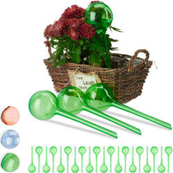 Relaxdays - Set 24x sfere per irrigazione, dosatori d'acqua per piante da vaso, ornamentali, durata 2 settimane, in plastica, verde