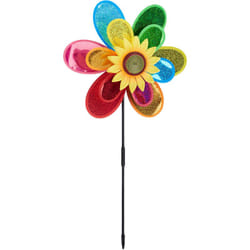 Relaxdays - Girandola con Fiore, Puntale per Aiuole, Decorazione da Giardino o Terrazza, hlp 74,5 x 37,5 x 14 cm, Colorato