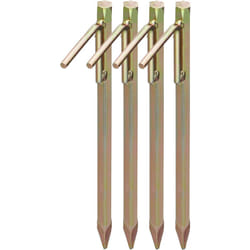 Relaxdays - Set da 4 Picchetti xl, per Terreni Duri, 30,5 cm, Accessorio per Tende, da Piantare nel Terreno, Acciaio Galvanizzato, Oro