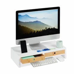 Relaxdays 10025708 Supporti a parete per TV Scrivania Marrone, Bianco