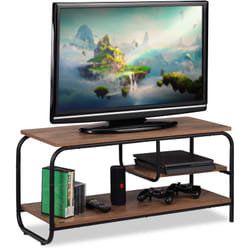 Mobile tv, Design Industriale, per Ricevitore, Spazio per cd & dvd, Tavolino tv, HxLxP: 43x90x35 cm, marrone - Relaxdays