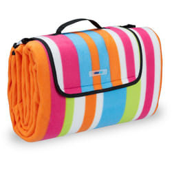 Relaxdays Coperta da Picnic XXL, 200 x 200 cm, Plaid Impermeabile, Rivestimento in Alluminio Isolante, a Righe Colorate