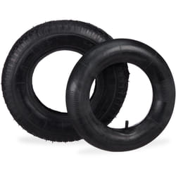 Set Ruota di Ricambio 4.00-8', Camera d'Aria, Profilo Tassellato, 150 kg, per Carrelli Portapacchi, Nero - Relaxdays