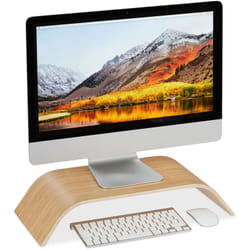 Relaxdays - Supporto per Monitor in Bambù, Rialzo curvato per pc, Ergonomico, hlp 10x52,5x24 cm, Legno Naturale