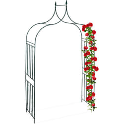 Relaxdays - Arco per Rose in Metallo, Sostegno per Rampicanti, Estremità a Punta, Resistente, 270x144x60 cm, Verde Scuro
