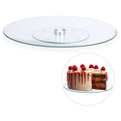Relaxdays - Piatto per Torte, Girevole a 360º, ø 30cm, per Decorare e Servire, Tortiera Rotonda, Vetro, Trasparente