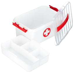 Relaxdays - Scatola Medicine Cassetta Pronto Soccorsi per Conservare i Medicinali Plastica hlp: 14,5 x 30 x 21 cm, bianca