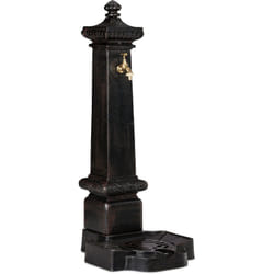 Relaxdays - Fontana a Colonna, Giardino, Terrazza, Stile Antico, Rubinetto e Vaschetta, HxLxP: 100x38x47 cm, Marrone Scuro
