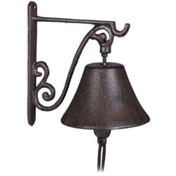 Relaxdays - Campana per Porta in Ghisa Antica, Stile Rustico, a Parete da Ingresso, Deco da Giardino, Resistente, Marrone