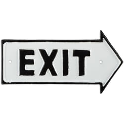 Relaxdays - Targhetta Exit, Decorazione per Porte e Pareti, Freccia a Destra, in Ghisa, 9,5 x 18,5 x 0,5 cm, Bianco Nero