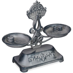 Relaxdays - Bilancia Antica Decorativa. Bilancia da Cucina Retro Tradizionale, 3 Pesi, in Ghisa, Grigia/Nera