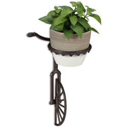 Relaxdays - Portavasi da Parete in Ghisa, Bici a una Ruota, da Appendere, da Giardino, ø 13 cm, da Esterno, Marrone Scuro