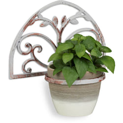 Relaxdays - Portavasi da Parete in Ghisa, Stile Shabby Antico, da Appendere, da Giardino, ø 14,5 cm, da Esterno, Bianco