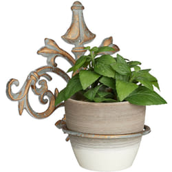 Relaxdays - Portavasi da Parete in Ghisa, Barocco, da Appendere, per il Giardino, ø 13,5 cm, da Esterno, Oro Grigio