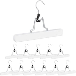 Relaxdays - Grucce in Legno con Morsetto, 12 Stampelle Gancio Girevole a 360° Rivestimento in Feltro, 17x25x2,3 cm, Bianco
