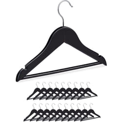 Relaxdays - Set da 20 Grucce per Bambini, Gancio Girevole a 360°, Tacche Laterali, Asta per i Pantaloni, in Legno, Nere
