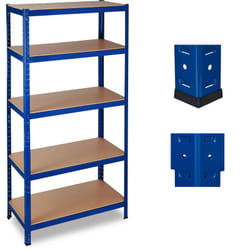 Relaxdays Scaffale in Metallo, Capacità fino a 1325 kg, 5 Ripiani ad Incastro Cantina Acciaio, MDF, HLP 180x90x45cm, Blu