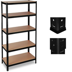 Scaffale in Metallo, Capacità fino a 1325 kg, 5 Ripiani ad Incastro Cantina hlp 180x90x45cm Acciaio, mdf, Nero - Relaxdays