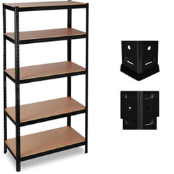 Scaffale in Metallo, 5 Ripiani, Carico fino a 1325 kg, per Garage & Cantina, 180x90x60cm, Metallo e mdf, Nero - Relaxdays