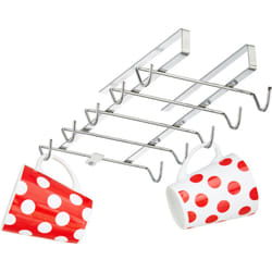 Relaxdays - Portatazze, Supporto da Vetrinetta per 10 Tazze, Appendi Tazze in Metallo, da Mobile, hlp 6x14x28 cm, Argento