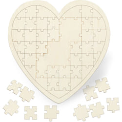 Relaxdays - Puzzle a Forma di Cuore xxl, Guestbook Matrimoni, Compleanni, 49 Pz, Personalizzabile, Legno, 45x45, Naturale