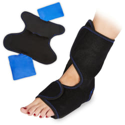 Relaxdays - Cavigliera Termica, Fasciatura per Caviglia, Regolabile, Caldo/Freddo, Ghiaccio Gel Riutilizzabile, Nero