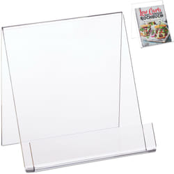 Relaxdays Cavalletto per Libri A5, Supporto in Acrilico, Stabile, Porta Riviste, HLP 15x15x11,5 cm, Trasparente