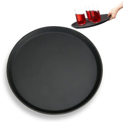 Relaxdays - Vassoio da Bar, Antiscivolo, Bordo Alto, Porta Bevande, Bar & Ristorante, ø 35 cm, Nero