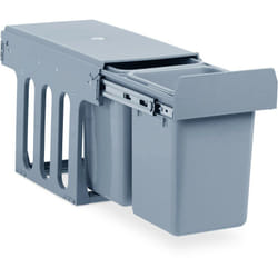 Pattumiera a Incasso Cucina, Estraibile, Doppio Contenitore Ciascuno 8 l, Plastica hlp 35,5x25x47 cm, Grigio - Relaxdays