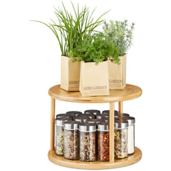Relaxdays - Portaspezie Girevole per la Cucina, Porta Profumi, Vassoio per Armadietti, HxD 19,5 x 24,5 cm, bambù, naturale