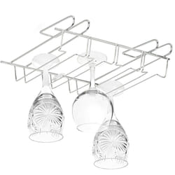 Relaxdays - Porta Calici, per 12 Bicchieri con Stelo, Bar e Cucina, Binari Portacalici in Metallo, 8,5x34,5x26cm, Argento