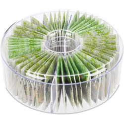 Relaxdays Scatola Porta Tè e Tisane, per 72 Bustine, Rotondo con Coperchio, Salvaspazio, HxD: 7,5 x 20 cm, trasparente