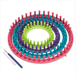 Relaxdays - Set di Telai per Lavori a Maglia, con Istruzioni, Set per Principianti, ø 28cm, 24cm, 19cm, 14cm, Colorato