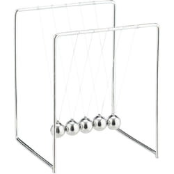 Relaxdays - Pendolo di Newton, Gioco di Fisica, Decorazione per la Scrivania & l'Ufficio, 5 Sfere Metalliche, Argento