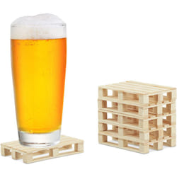Relaxdays - Sottobicchieri Mini Pallet, Set da 6, Poggiabicchieri Antiscivolo, Bancali in Legno, hlp: 2x12x8cm, Naturale