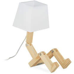 Relaxdays - Lampada da Scrivania a Robot, Regolabile, Paralume, Originale, da Lettura, hlp 42x18x32 cm, Legno Naturale