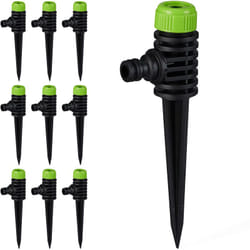 Set da 10 Irrigatori da Giardino, Attacco da 1/2, con Picchetto per il Fissaggio, per Superfici Fino a 30 m², Verde-Nero