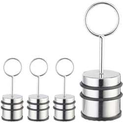 Relaxdays - 4x Fermaporta con Manico, Massiccio, Gommini Antigraffio, Porte e Finestre, Acciaio Inox, h: 20,5 cm, Argento