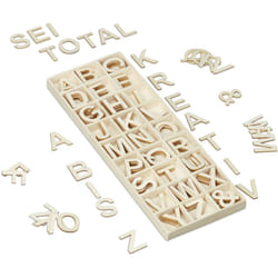 Relaxdays - Lettere in Legno, Set da 162 Letterine Maiuscole da a-z & Simboli, 3 cm, per Bricolage & Lavoretti, Naturale