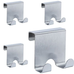 Relaxdays - Ganci da Porta, Set 4 Appendini Sopraporta Doppi, da Appendere, Appendiabiti Bagno Corridoio & Camera, Argento