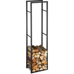 Relaxdays - Scaffale Portalegna, Metallo, hlp: 170x44,5x30 cm, Porta Legna da Ardere per Stufa e Camino per Interni, Nero