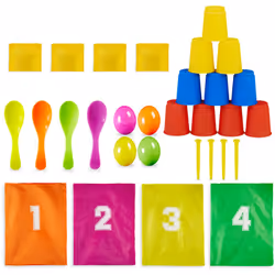 Alla prossima festa di compleanno sorprendete i vostri piccoli ospiti con questo fantastico set da festa per giocare all’aper ...