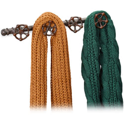 Relaxdays - Appendiabiti da Parete, Aspetto Industrial, 4 Ganci, Design a Tubo dell'Acqua Decorativo,6,5x46,5x6 cm,marrone