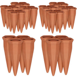 40x Irrigatori in Argilla per Vasi, Set da 4 Innaffiatori per Piante, per bottiglie di vino e pet, Terracotta
