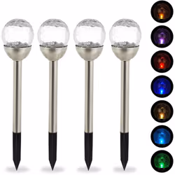Crea nel tuo giardino un’illuminazione suggestiva con questo set da 4 luci solari. I paletti delle lampade a LED sono facili  ...