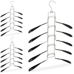 Relaxdays - Set da 3 Grucce Appendiabiti Multiple, 5 Stampelle da Appendere, per Vestiti, Salvaspazio e Antiscivolo, Nere