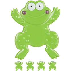 Adesivi Antiscivolo da Bagno, Set da 5, a Forma di Rana, con Ventose, Bambini, Vasca e Doccia, pvc, Verde - Relaxdays